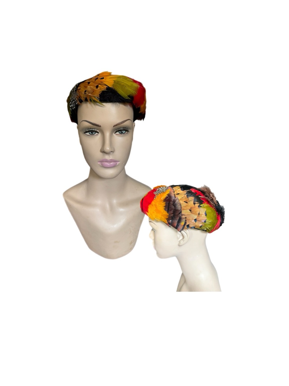 Vintage 1940s Pheasant Feathers Multicolor Hat Styled by Coralie